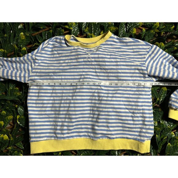 Blue White Striped Preppy Crewneck Size M - Picture 4 of 4